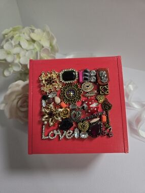 Salvaged Treasure Upcycled Jewelry Art Wooden Keepsake Trinket Box - LOVE Theme